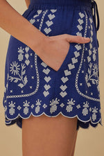 Embroidered Shorts ~ Navy Blue