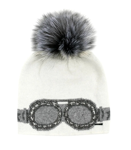 Goggles Hat with Fox Pompom