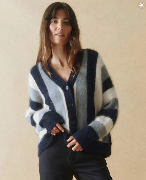 FLUFFY KNIT CARDIGAN CONSISTER ネイビー FLUFFY KNIT CARDIGAN