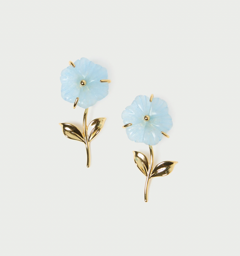 Mai Gold/Blue Flower Earrings