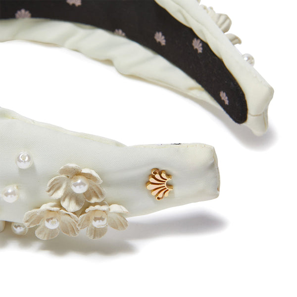 Daisy Embellished Knotted Headband ~ Ivory – Chic Streets display picture 2