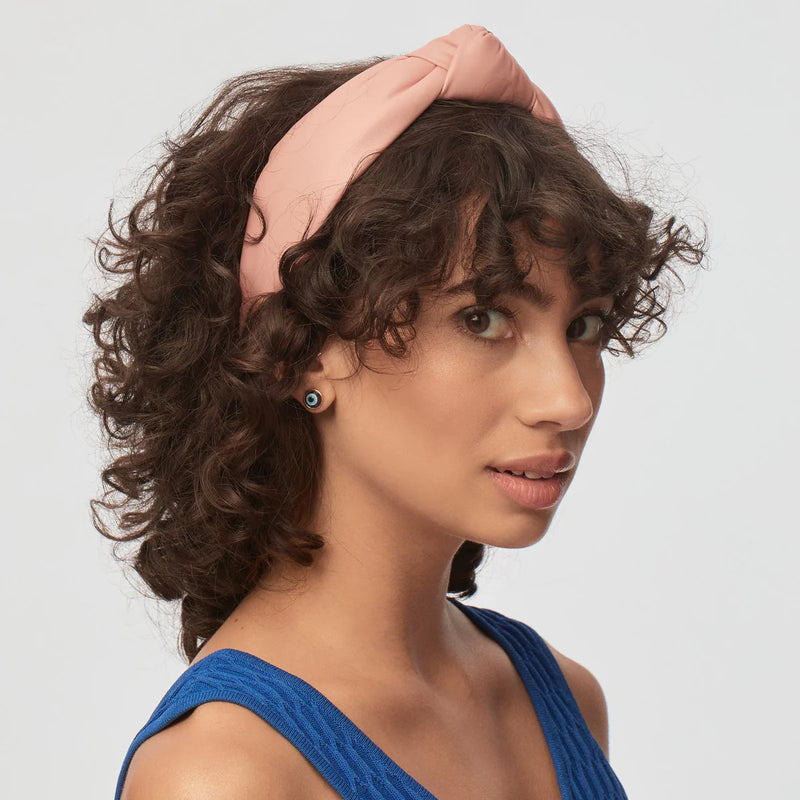 Faux Leather Knotted Headband ~ Rose Clay
