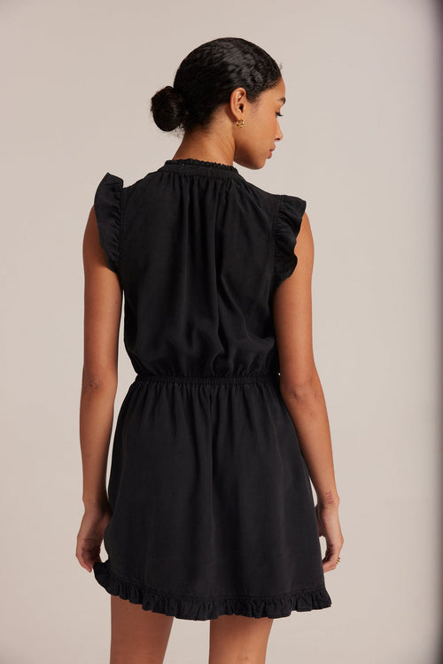 Ruffle Sleeve Mini Dress - Vintage Black