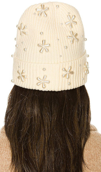 Lele Sadoughi Embellished Stripe Ribbed Beanie SATURDAY STRIPE Hat Pearls Pink Wicked Lele Sadoughi Knotted Stripe Headband – Wicked the  main image 3