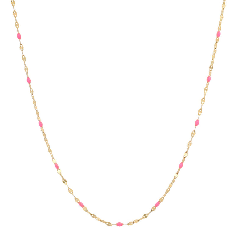 Gold Vermeil Sparkle Chain with Enamel Stations ~ Gold/Neon Pink