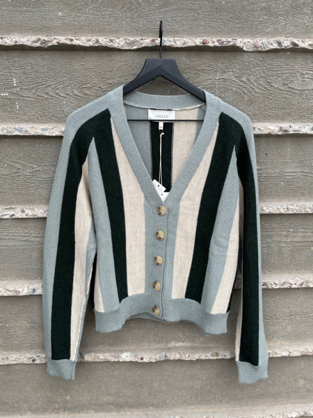 Varsity Cardigan ~ Smokey Green Stripe – Chic Streets