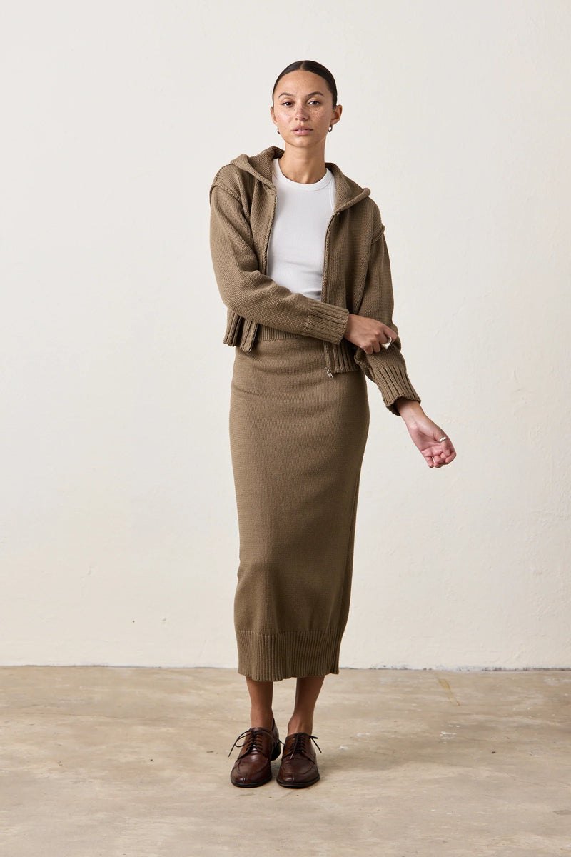 Marie Knit Skirt ~ Khaki