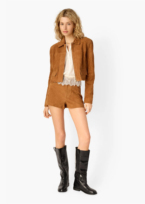 Sullivan Suede Cropped Jacket ~ Cognac