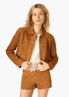 Sullivan Suede Cropped Jacket ~ Cognac