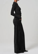 Loll Mid Rise Baggy Velvet ~ Black