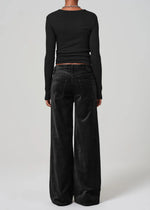 Loll Mid Rise Baggy Velvet ~ Black