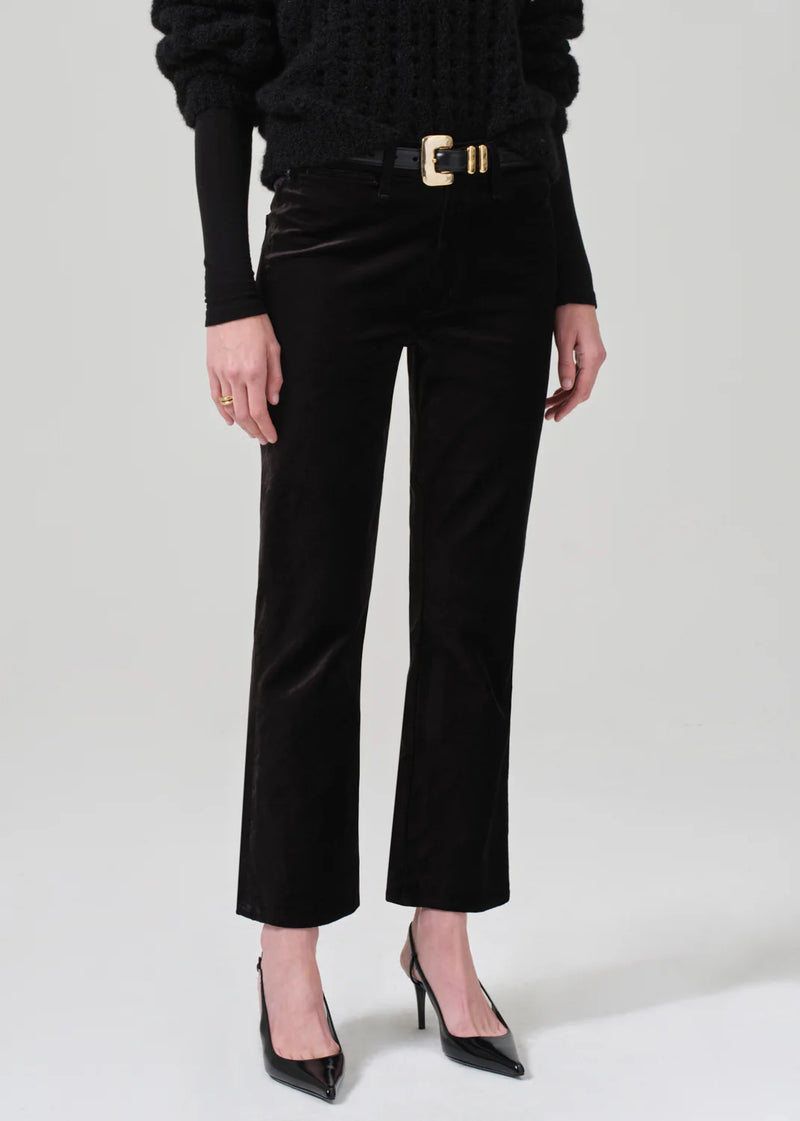 Isola Cropped Trouser Velvet ~ Black