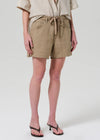 Brynn Drawstring Linen Short ~ Gobi