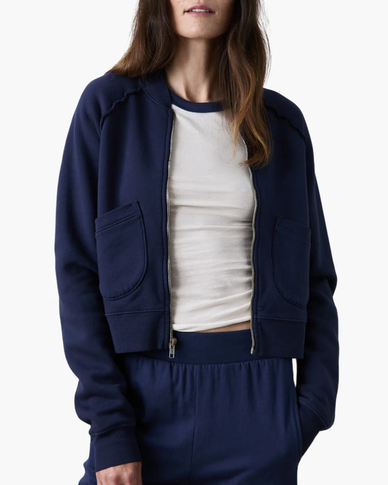 Fox Zip Front Bomber~ Navy