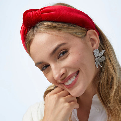 Velvet Knotted Headband ~ Red – Chic Streets display picture 3