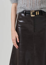 Cassia Leather Skirt ~ Chocolate Brown