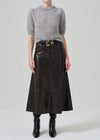 Cassia Leather Skirt ~ Chocolate Brown