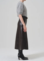 Cassia Leather Skirt ~ Chocolate Brown