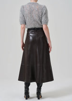 Cassia Leather Skirt ~ Chocolate Brown