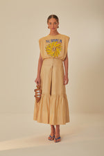 Khaki Yoke Maxi Skirt