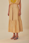 Khaki Yoke Maxi Skirt