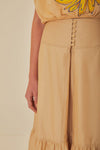 Khaki Yoke Maxi Skirt