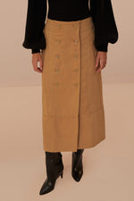 Yoked Midi Skirt ~ Brown