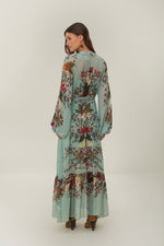 Blue Beauty Bouquet Long Sleeve Maxi Dress