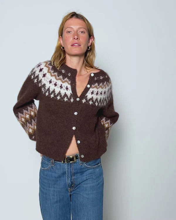 Lula Fair Isle Cardi Coffee