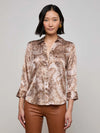 Dani Silk Blouse ~ Toasted Almond Lace Print
