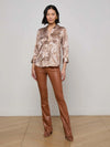 Dani Silk Blouse ~ Toasted Almond Lace Print