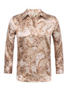 Dani Silk Blouse ~ Toasted Almond Lace Print