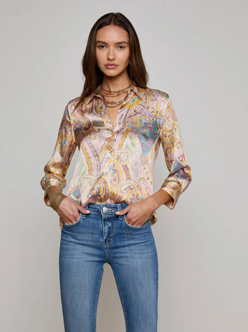 Dani 3/4 Sleeve Blouse ~ Multi Western Paisley
