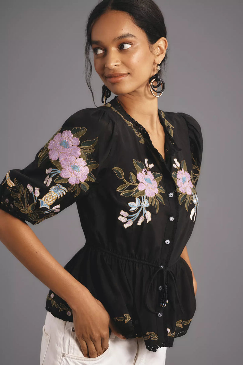 Winter Garden Embroidered Top