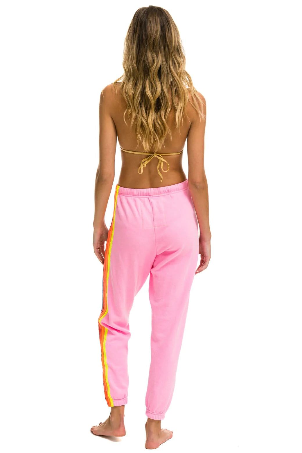5 Stripe Sweatpants Neon Pink Chic Streets