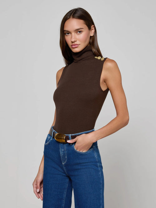 Ceci Sleeveless Turtleneck ~ Coffee Bean