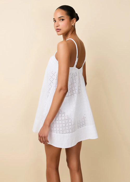 Lindsay Dress Grid Eyelet ~ Optic White