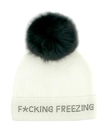 F*cking Freezing Hat with Fox Pompom