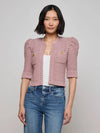 Delilah Cropped Cardigan ~ Light Mauve / Gold