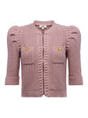 Delilah Cropped Cardigan ~ Light Mauve / Gold