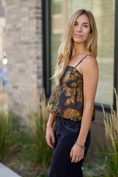 Selena Jacquard Top ~ Brown/Copper