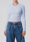 Pilar Waffle Crewneck ~ Periwinkle