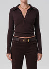 Long Sleeve 60's Polo ~ Chocolate