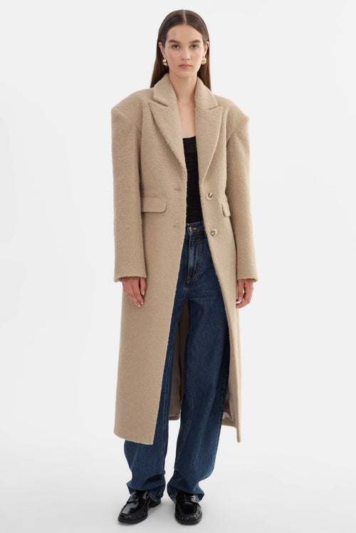 Aaliyah Textured Hourglass Coat ~ Beige