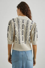 Addy Sweater ~ Oatmeal Navy Cables