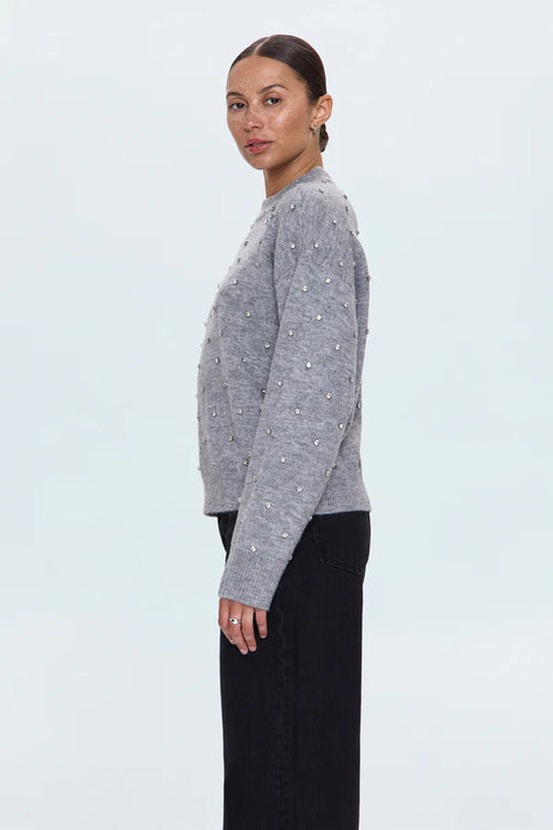 Aura Relaxed Crew Neck Sweater ~ Charcoal Diamonte
