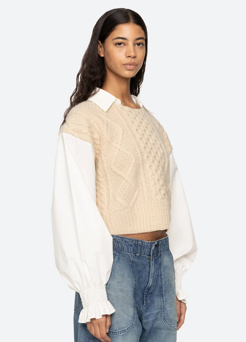 Devana Combo Sweater ~ Cream