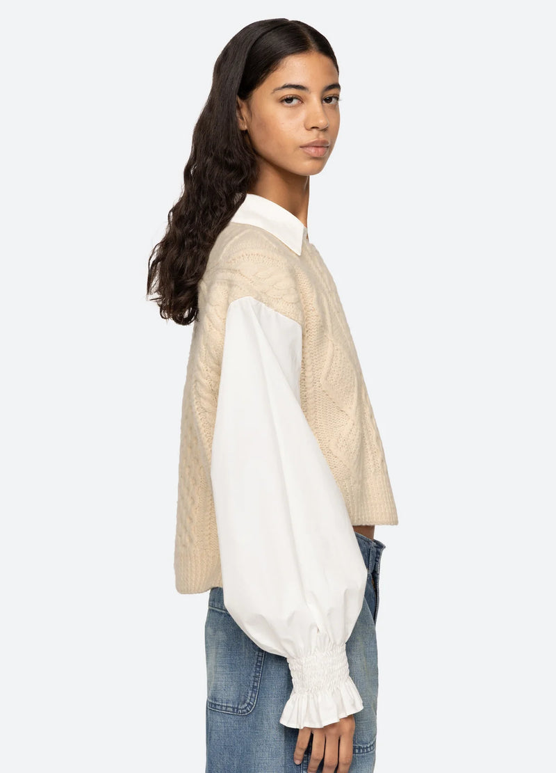 Devana Combo Sweater ~ Cream