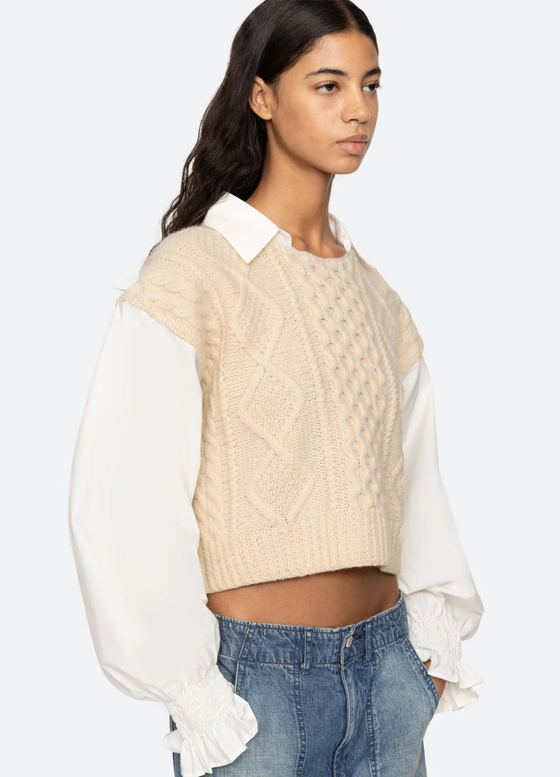 Devana Combo Sweater ~ Cream