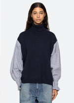 Devana Combo Sweater ~ Navy